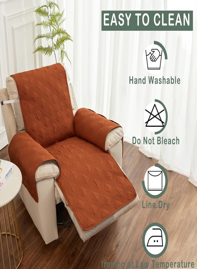 Qubjus Recliner Chair Cover Revesible Couch Cover Washable Sofa Slipcover with Pockets and Elastic Straps Furniture Protector for Dogs Pets Kids(Brown-Orange, Recliner) - Image 4
